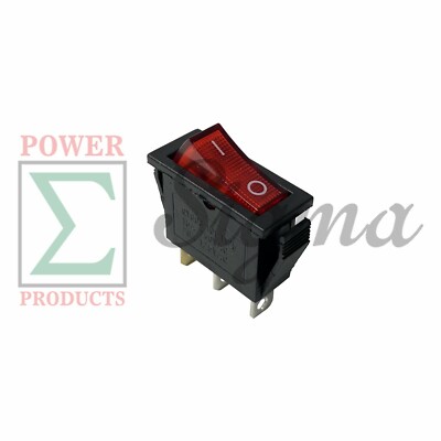 AC 15A/250V 20A/125V 3 Pin 2 Position I/O Red Light Rocker On Off Switch