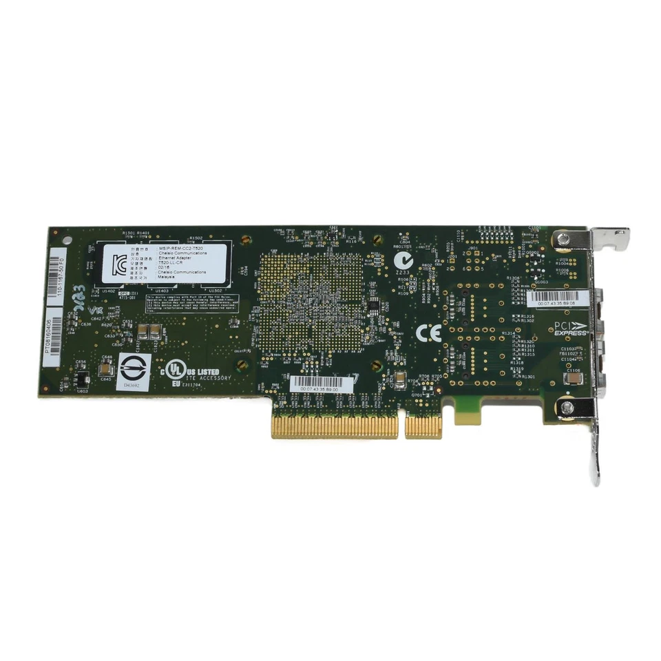 Chelsio T520-LL-CR 10GbE 2-Port SFP+ PCIe Unified Wire Adapter SFF 110-1167-50 - Image 3 of 4