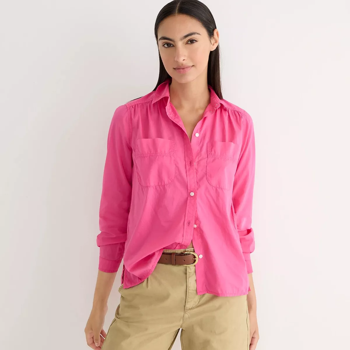 NWT $89 J.Crew Women's sz 18 Garment Dyed Cot Poplin Utility Shirt Faded  Fatigue