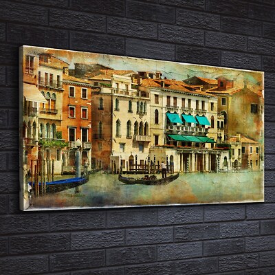 Canvas Wandbild Leinwand Bilder 140x70 Venedig Farbe Italien Stadt Wasser