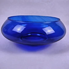 Crisa Mexico Hand-Blown Cobalt Blue Glass Vintage 10" Centerpiece Bowl