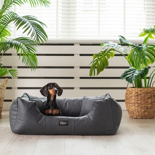 Hundebett Eden Ökoleder + Alcantara-Stoff orthopädisch Komfort 4 Größen 7 Farben - Bild 15 von 57