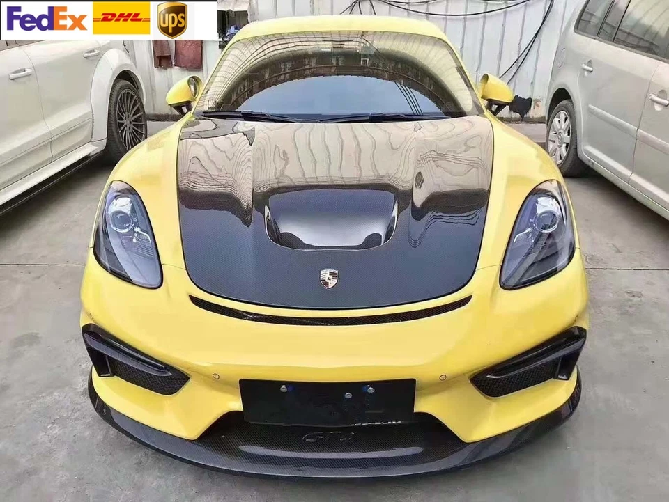 Capa capota frontal preta sem pintura para Porsche 718 Boxster Cayman - Imagem 2 de 2