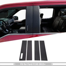 4pcs Carbon Fiber Side Window B Pillar Post Sticker Decors For Ford F150 2015+