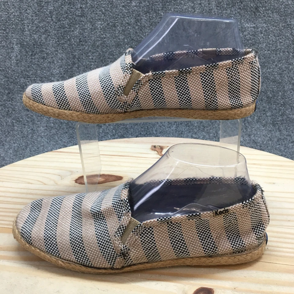 Zapatos Keds Mujer 8 Azul/Beige Rayas Sin Cordones Lona Alpargatas Planas Informales Foto 3 de 4