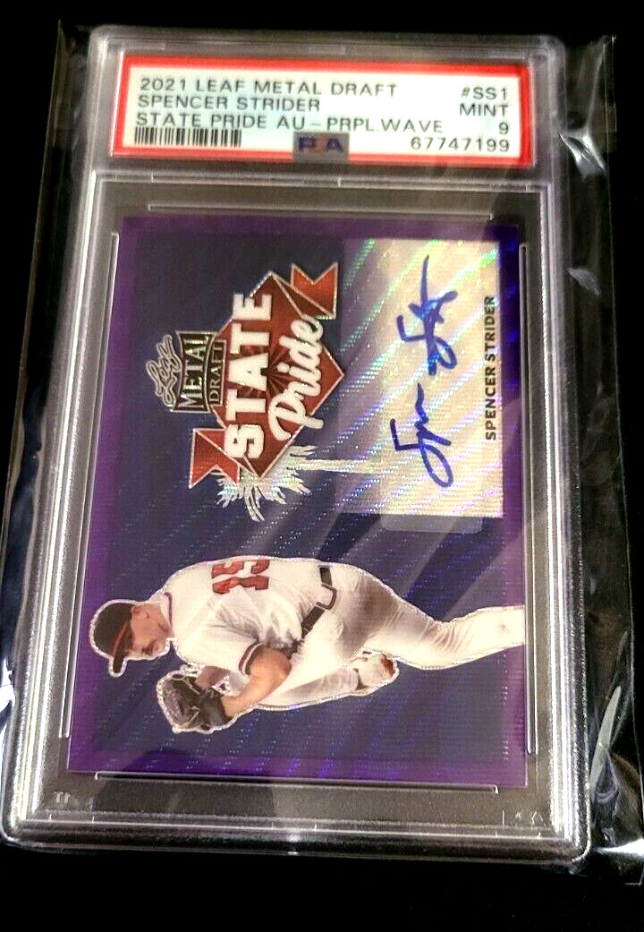 2021 Leaf Metal Draft Spencer Strider Purple Wave State Pride Auto #SS1 PSA 9