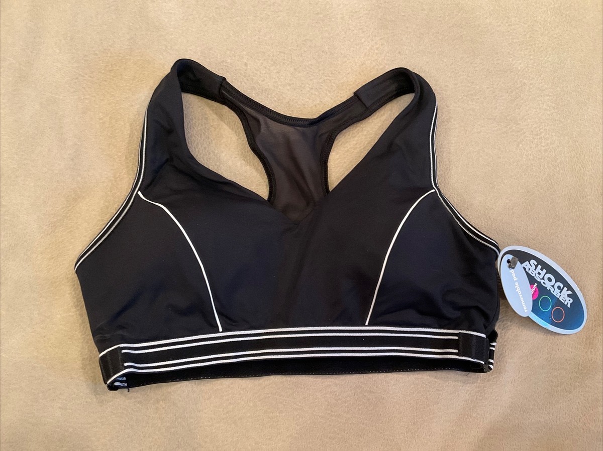 Shock Absorber Plunge Sports Bra Medium Support Womens Black 36C