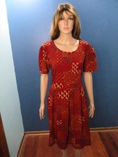 plus size 3XL red orange zip up knit pleated fit and flare dress by LULAROE