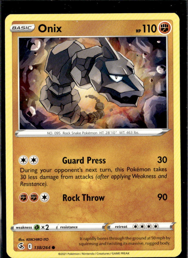 Pokemon Onix 138/264 Fusion Strike Non Holo Common 5 Card Lot
