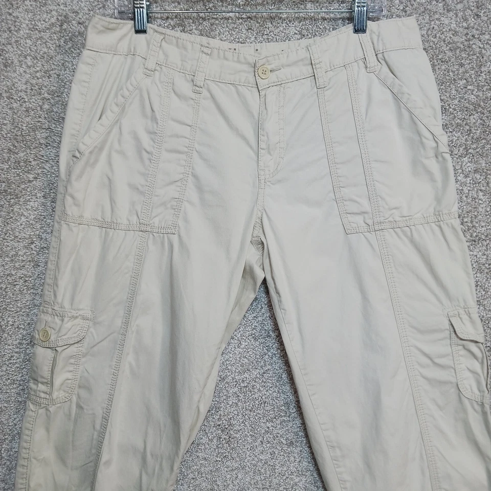 Pantalones Calvin Klein Mujer Talla 14 Blanco Lona Regular Pierna Recta Bolsillo Carga Foto 2 de 4