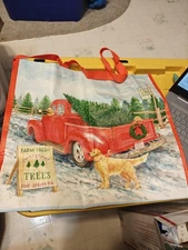 DS3-Reusable Eco Friendly Shopping Gift Bag - Christmas Tree Pick-Up + Dogs tote