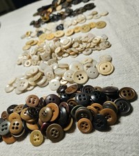 Antique Button Lot 250+  Bone, Metal, Mop Bakelite, Glass, Wood/ 1890's - 1950's