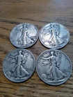 Lot of 4 Walking Liberty Half Dollars  -- 1942, 1943, 1944, 1945 -- 90% Silver