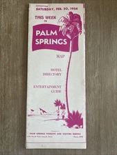 Vintage 1954 PALM SPRINGS CALIFORNIA Directory Guide with Full Map Brochure