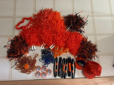 Huge Syracuse Orange Fan Lot NCAA Pinstripe Bowl Gear Hats Pom Poms Noise Makers