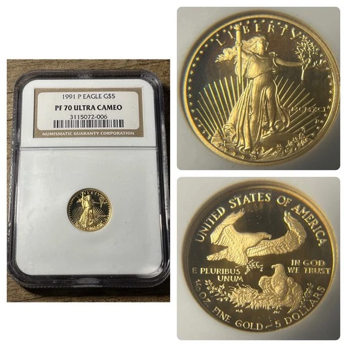 1991 $5 Proof American Gold Eagle - NGC PF-70 Ultra Cameo - 1/10 oz - Stunning!