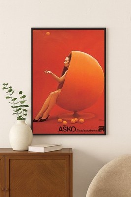 Asko International Poster by Eero Aarnio - Iconic Orange Chair Design Art