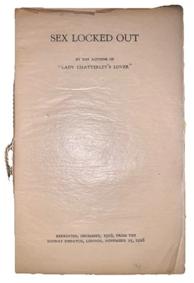 1928, 1Re Édition Ainsi, SEX LOCKED OUT, Par D. H. LAWRENCE, Imprimé En Privé - Photo 1/4