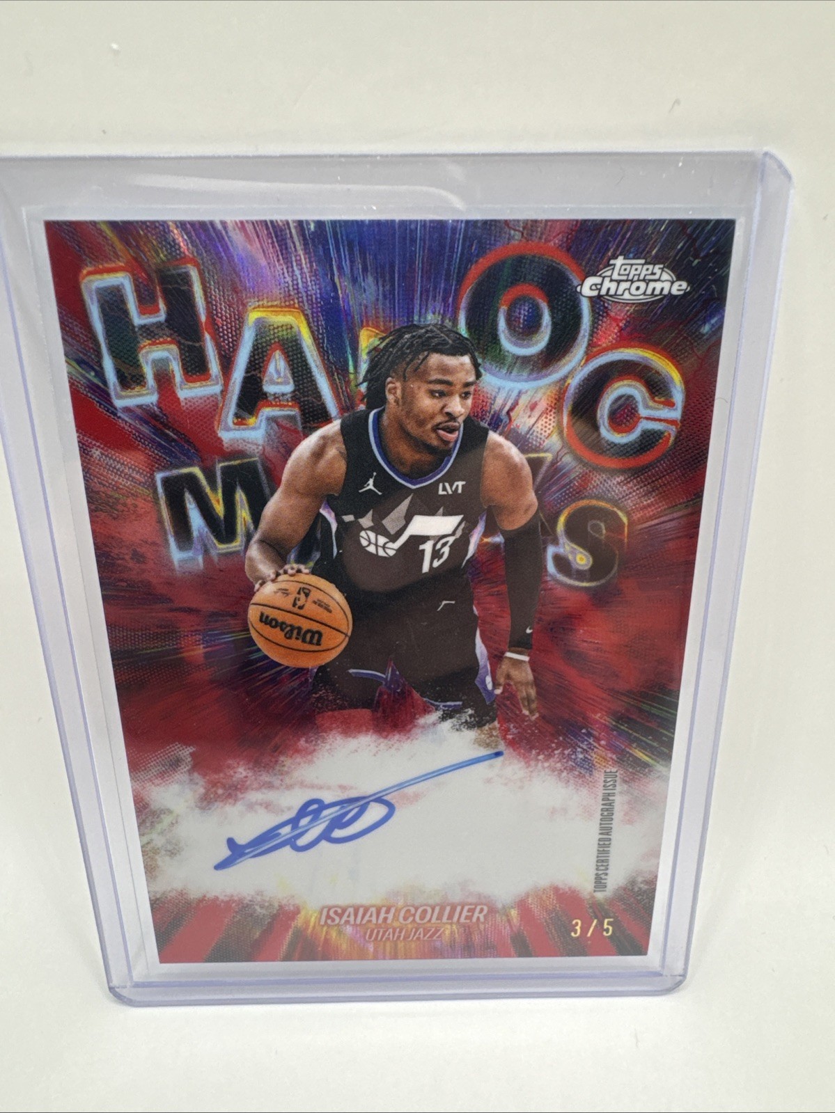 2025-26 Topps Chrome Update - Isaiah Collier Auto Red Havoc Marks 3/5
