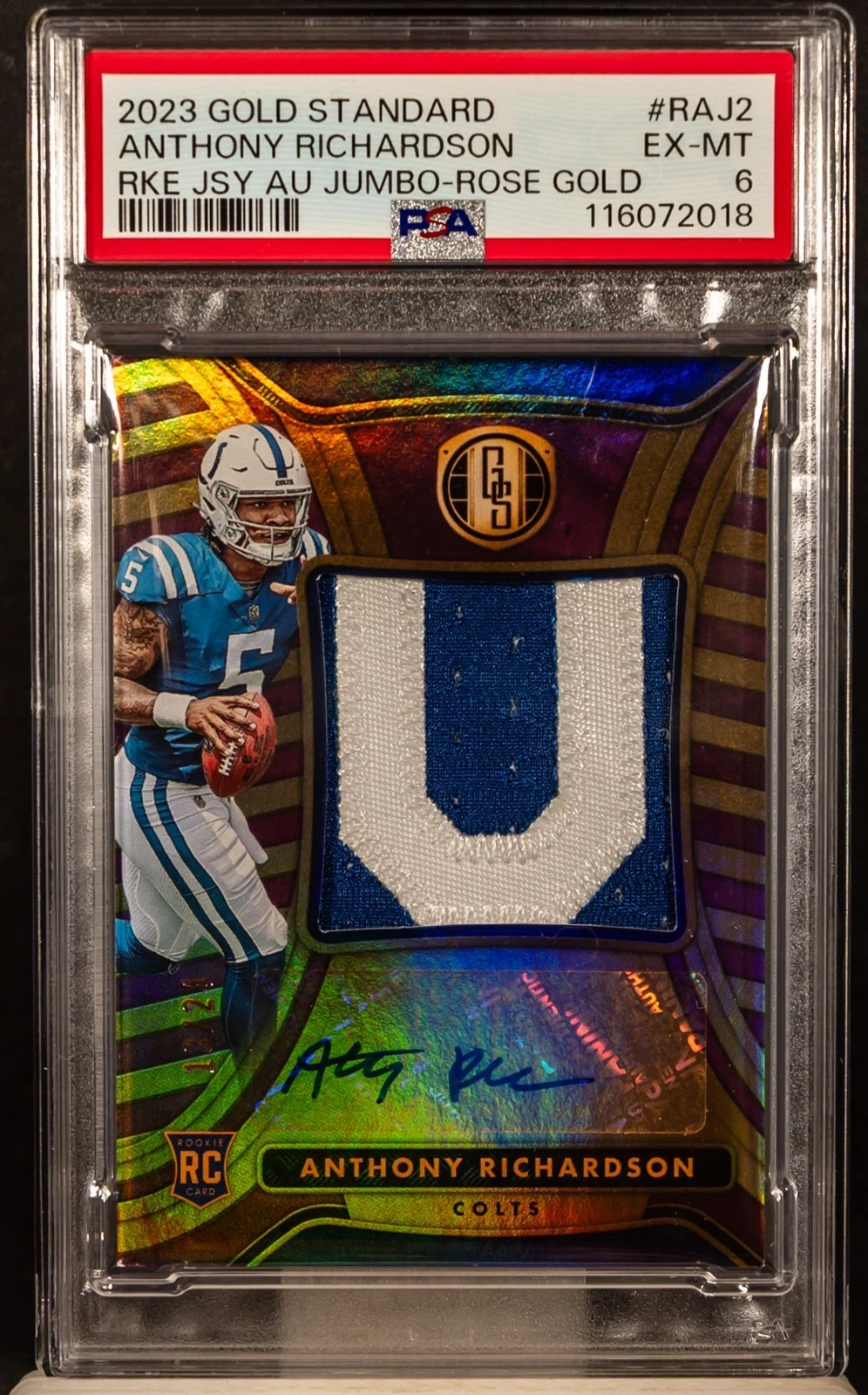 Anthony Richardson Panini Gold Standard Rookie Jersey Autographs Jumbo #RAJ2 Rose Gold