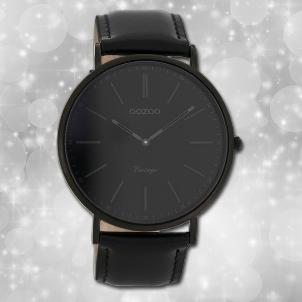 Oozoo Unisexuhr Vintage Series C7301 Schwarz Lederarmband Analoguhr UOC7301-image