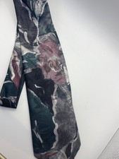Vintage Florenzi Collection Mens Floral Necktie With Abstract Pink  Green Desig