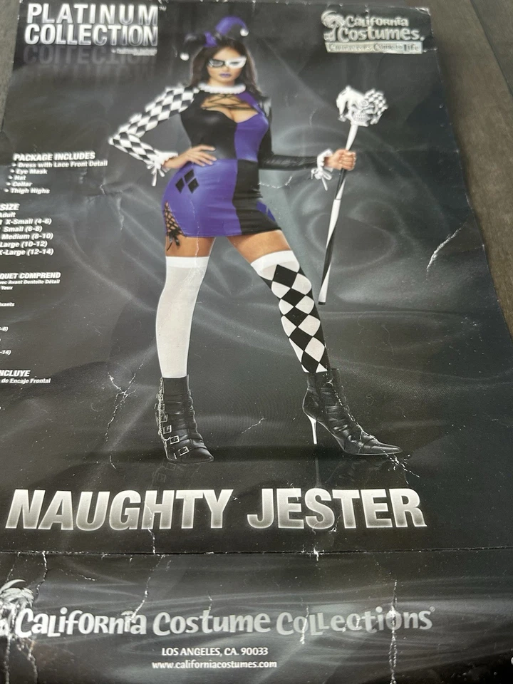 Naughty Jester Halloween Costume Adult Size X-Large 12-14 California Costumes - Image 2 of 4