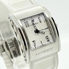 HYSEK Watch Kirada 072500A-0177 Square Silver White Quartz Leather Men's Auth