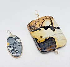Stunning Jasper Artisan Pendants Set - Sterling Silver Wire Wrapped Natural Ston