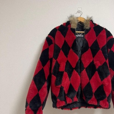 Supreme 18AW Diamond Fur Jacket Size S RED, Top Condition