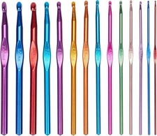 14PCS Aluminum Crochet Hooks Knitting Needles with Ergonomic Handles for 