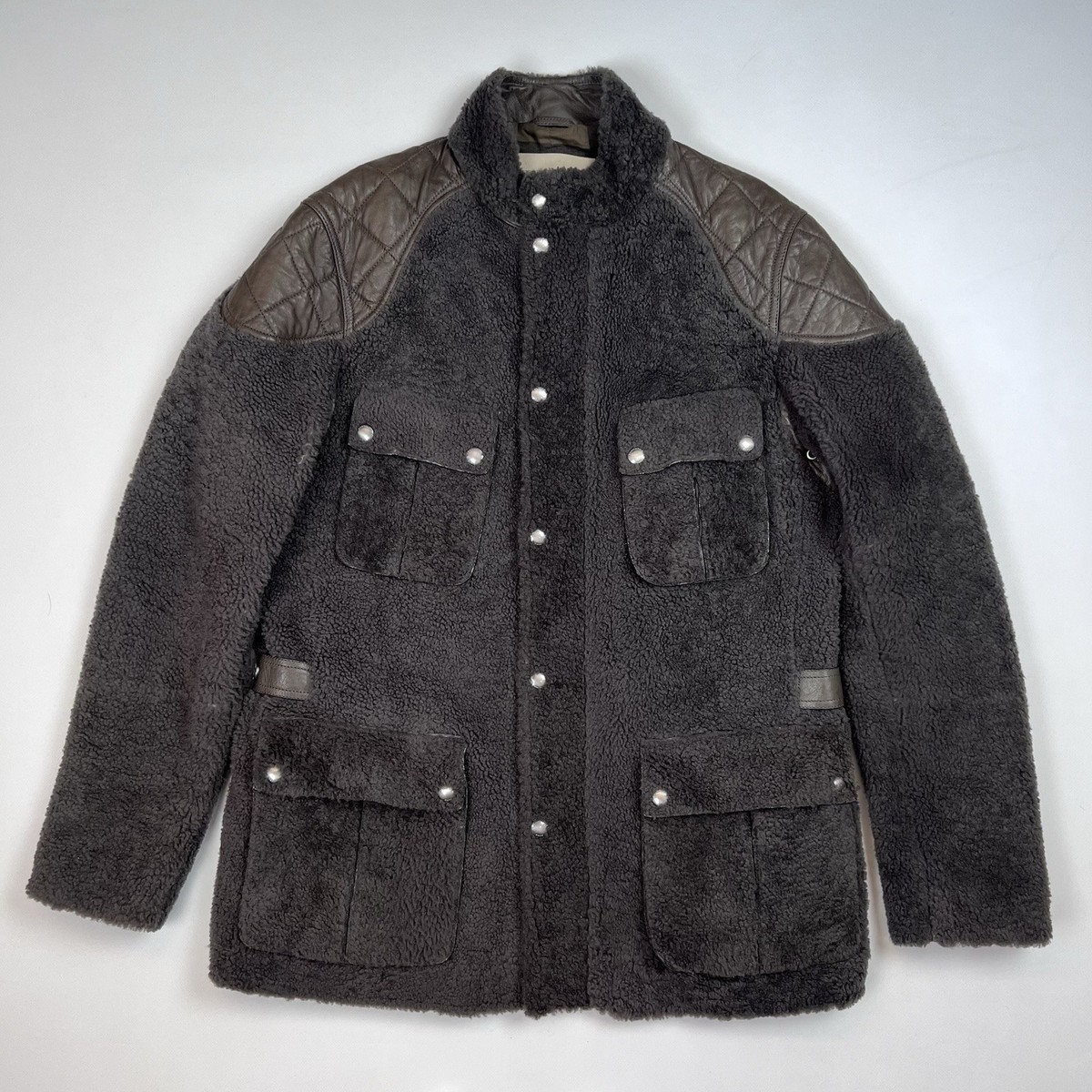 Burberry Brit Rare Shearling Field Jacket Mens Brown XL | eBay
