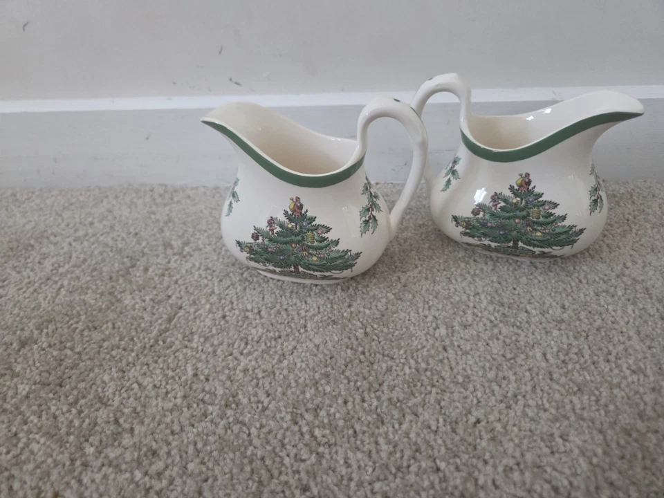 X2 Spode Christmas Tree Cream Milk Jug 0.2ltr. VGC Vintage China  - Image 2 of 4