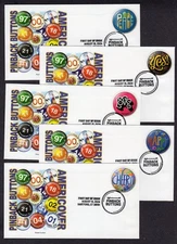 2024 Americover PINBACK  BUTTONS (5919-5928) TEN Panda Cachets BWP FDCs TD646