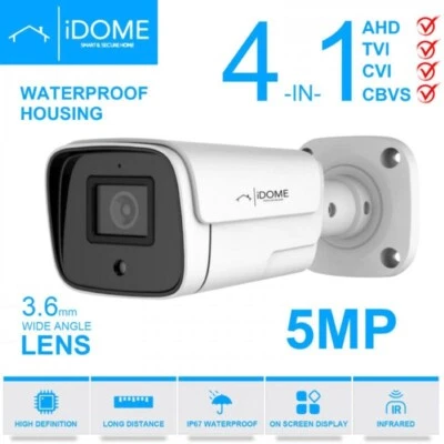 IDOME CCTV HOME SECURITY BULLET CAMERA 5MP 3.6M HD OUTDOOR IR NIGHT VISION 4 IN 1 UK