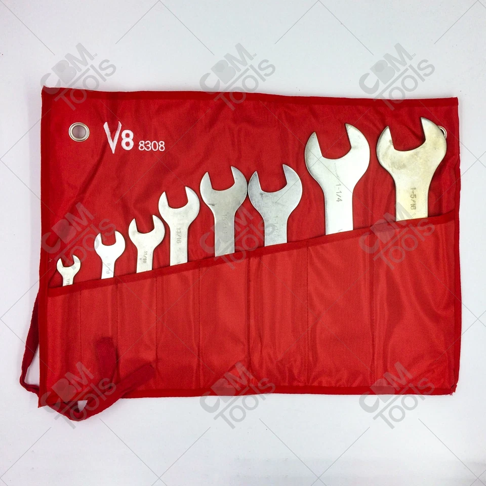 V8 Tools 8308 Juego de llaves súper delgadas SAE de 8 piezas