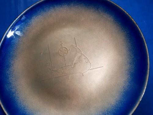 Bovano Enamel on Copper Plate Handcrafted Nantucket Island image N S E W chart - Picture 2 of 3