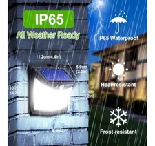 CLAONER Solar Power 128 LED Lights PIR Motion Sensor Outdoor Security Lamp Wall