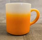 Vintage Hazel Atlas Orange White Ombre Mug Cup 8 Oz Milk Glass