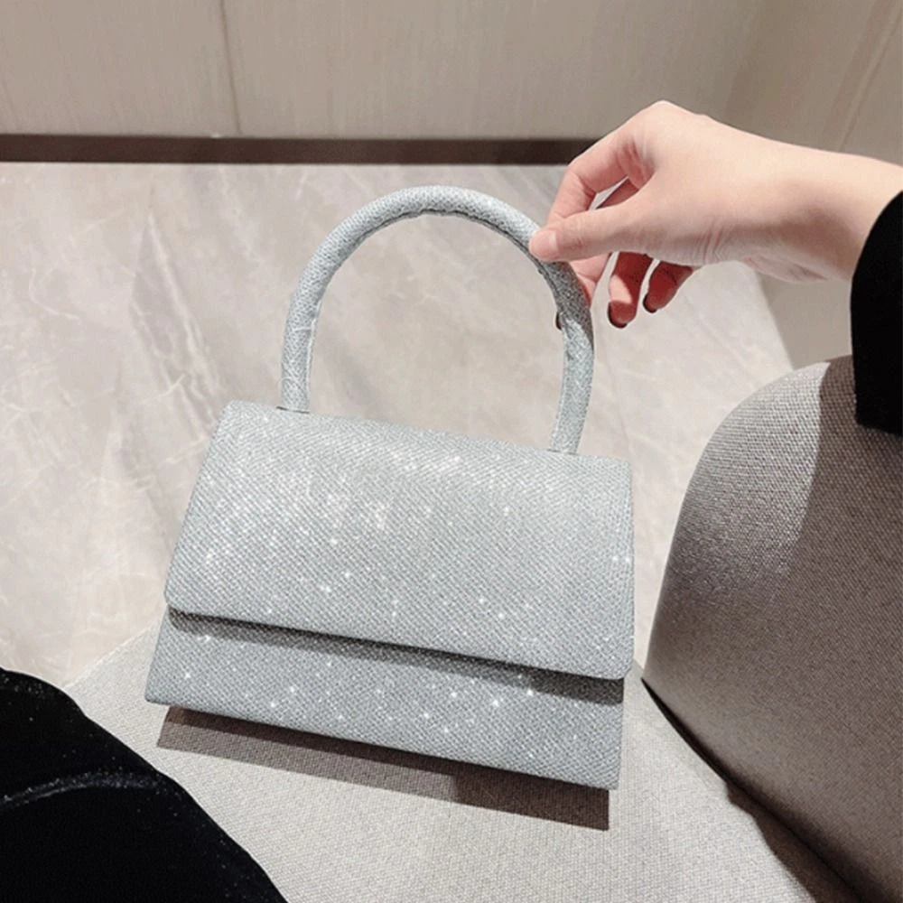 Bright Silk Elegant Evening Bag Banquet Clutch Handbag Chain
