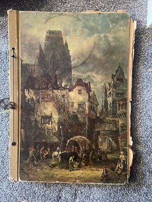 Vintage 1940 s Scrapbook With H.S. Name Cards, Pics And Cards