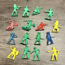 Vintage Cowboys  Indians Figures Plastic Toys Wild West Lot Of 16 Cake Topper