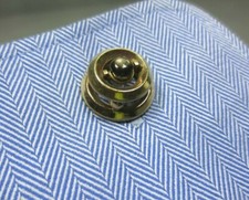 Vintage Domed Raised Circle Hematite Yellow Gold Plated Cuff Links