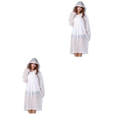 2 Pcs Hooded Poncho Rain Ponchos For Adults Plus Size Semitransparent Raincoat