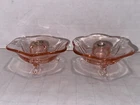 2 PC Vintage Fenton Pink Depression Glass Footed Lotus Candle Stick Holders
