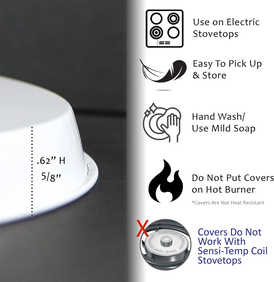 Cubiertas para quemadores de estufa eléctrica Reston Lloyd, juego de 4, blancas Foto 4 de 4