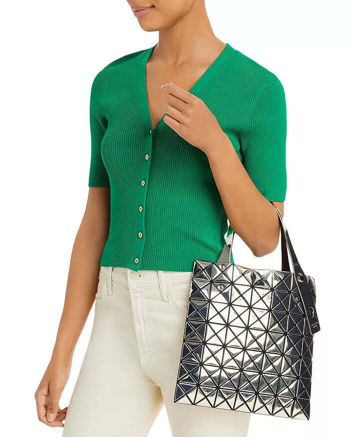 Bao Bao Issey Miyake Platinum Silver Handbag Metallic Rubber Tote