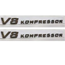 2X NEW Chrome Silver Letters V8 KOMPRESSOR Badge Emblems for AMG