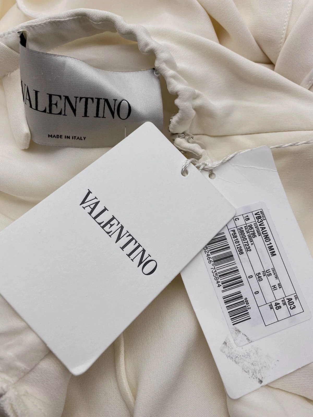 Mini abito da donna Valentino avorio mantello a pieghe $2250 seta taglia 48