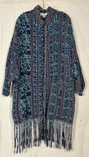 Vintage Devil Tris Patricia Hermann Blue Beaded Fringe Coat/ Jacket "one Size"